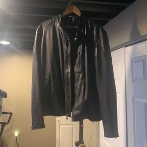 Men’s XL Cole Haan Black Leather Biker Jacket